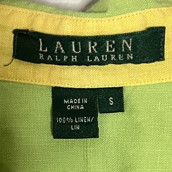 Lauren Ralph Lauren 100% linen logo button down shirt, flip sleeve, small - Picture 5 of 5